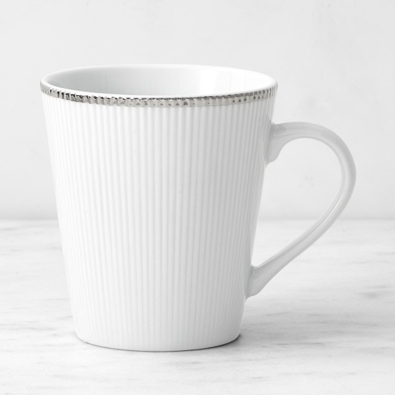 Pillivuyt Eventail Platinum Porcelain Mugs, Set of 4