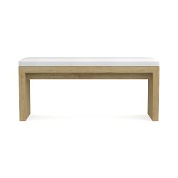 Larnaca Teak 46 Backless Bench Cushion, Sunbrella Performance Canvas, White