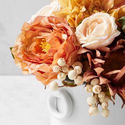 Faux Neutral Dahlia Rose in Cachepot