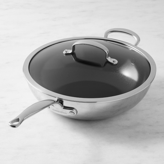 GreenPan™ Premiere Max Stainless-Steel Ceramic Nonstick Covered Wok, 12"