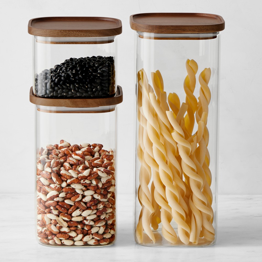 Hold Everything Stackable Glass Square Canisters -b