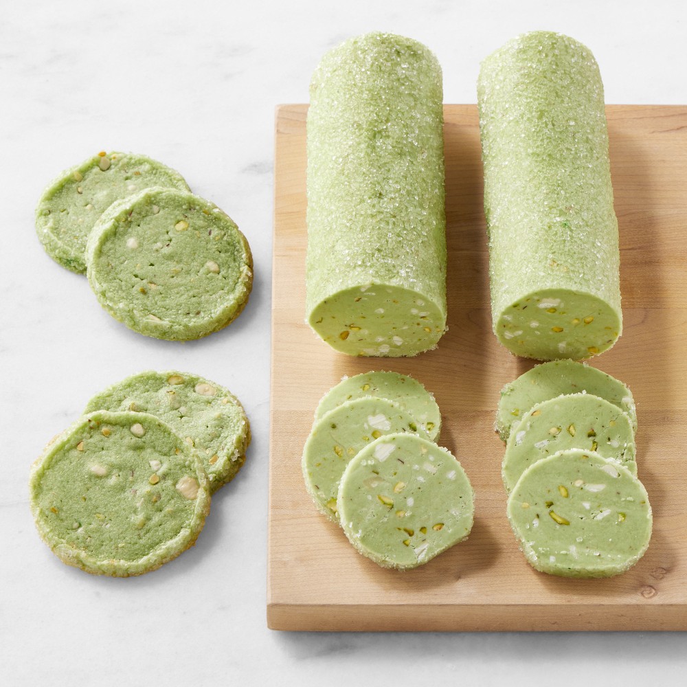 Pistachio White Chocolate Slice & Bake Cookies, Set of 2