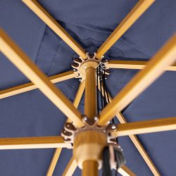 10' Rectangular Centre Post Straight Valance Performance Umbrella with Contrast Binding, Wood Finish