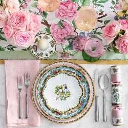 Famille Rose Scalloped Appetizer Plates, Set of 4