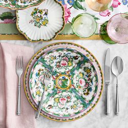 Famille Rose Scalloped Appetizer Plates, Set of 4