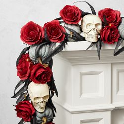 Spooky Soir&#233;e Halloween UV Protected Pre-Lit Faux Wreath &amp; Garland