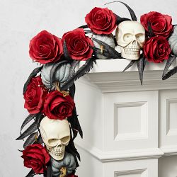 Spooky Soir&#233;e Halloween UV Protected Pre-Lit Faux Wreath &amp; Garland
