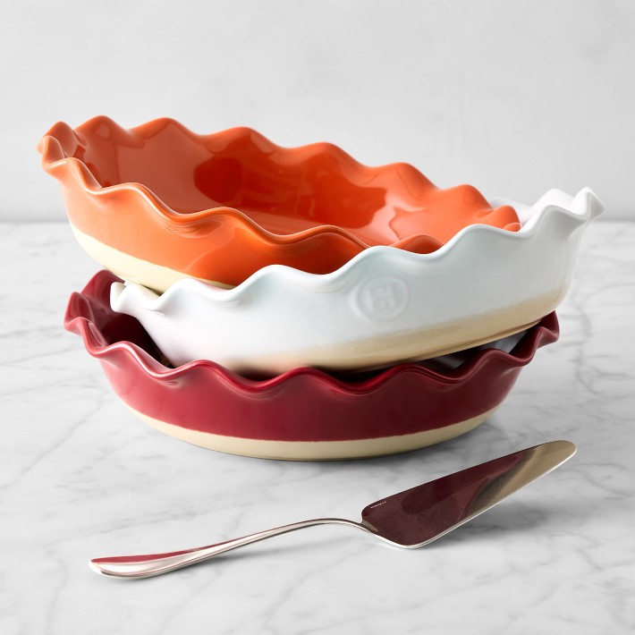 Emile Henry French Ceramic Artisan Ruffled Pie Dish