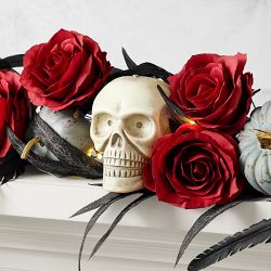 Spooky Soir&#233;e Halloween UV Protected Pre-Lit Faux Wreath &amp; Garland