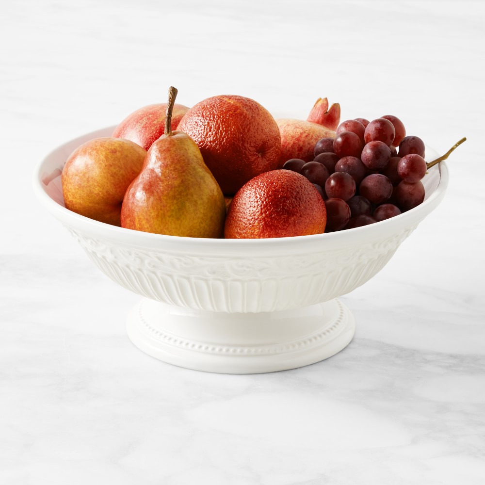 Fiorano Fruit Bowl White Porcelain Pedestal