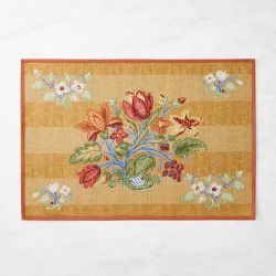 Harvest Floral Stripe Placemat, 14"x20", Stripe Gold