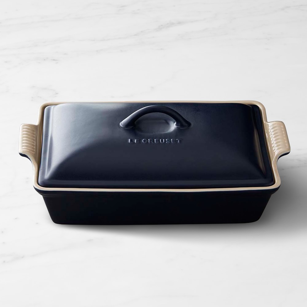 Le Creuset Heritage Stoneware Rectangular Covered Casserole, 12 1/2", Matte Navy