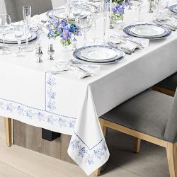 English Floral Tablecloth, 70"x108", Blue