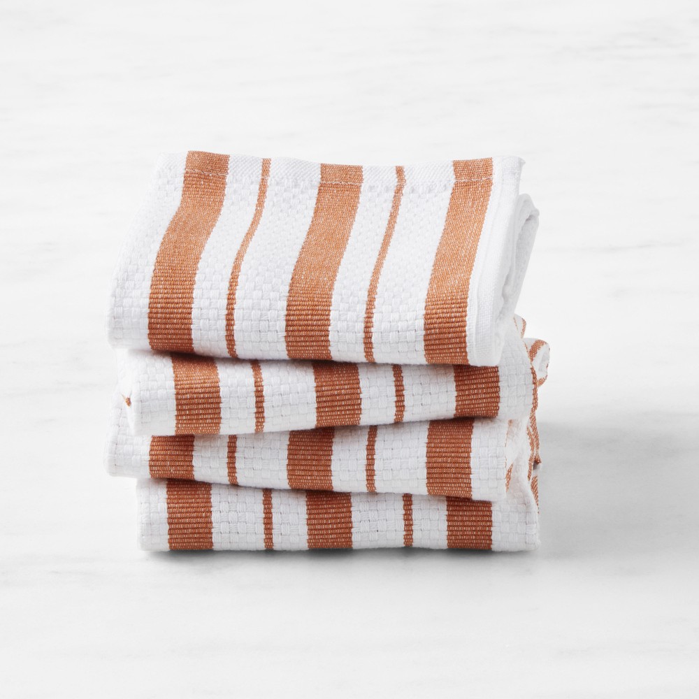 Williams Sonoma Classic Stripe Dishcloths, Set of 4, Pumpkin