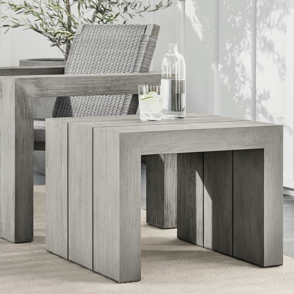 Larnaca Outdoor Grey Teak Side Table (24&quot;)