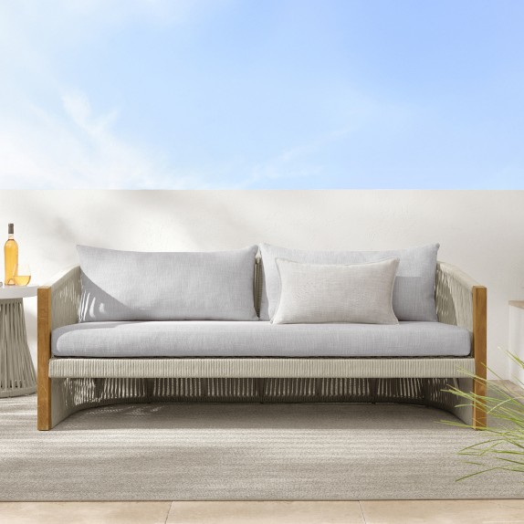 Pasadena Outdoor Teak and Rope Sofa (76")