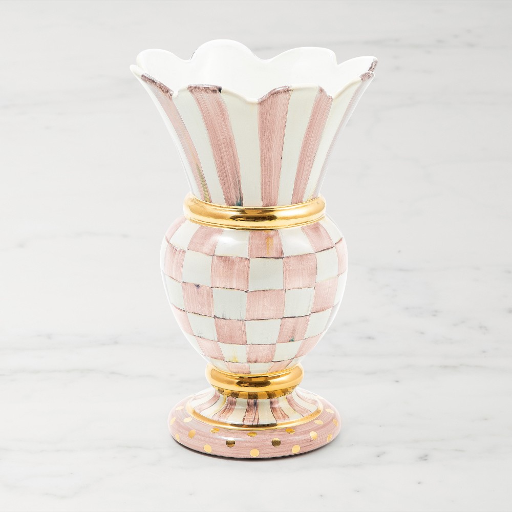 MacKenzie-Childs Rosy Check Ceramic Great Vase