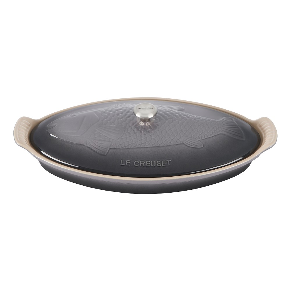 Le Creuset Stoneware Oval Fish Baker, 1 3/4 Qt. - OYSTER GREY