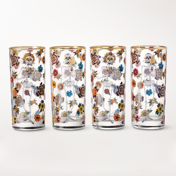 Day of the Dead Highball Glasses, Set of 4