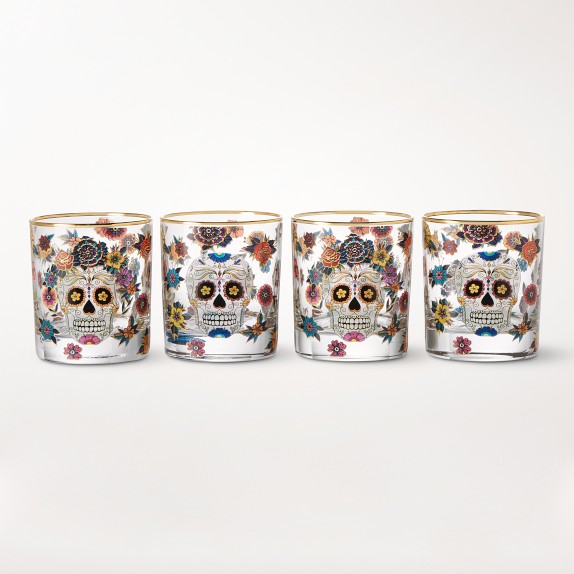 Day of the Dead Double Old-Fashioned Glasses, Set of 4
