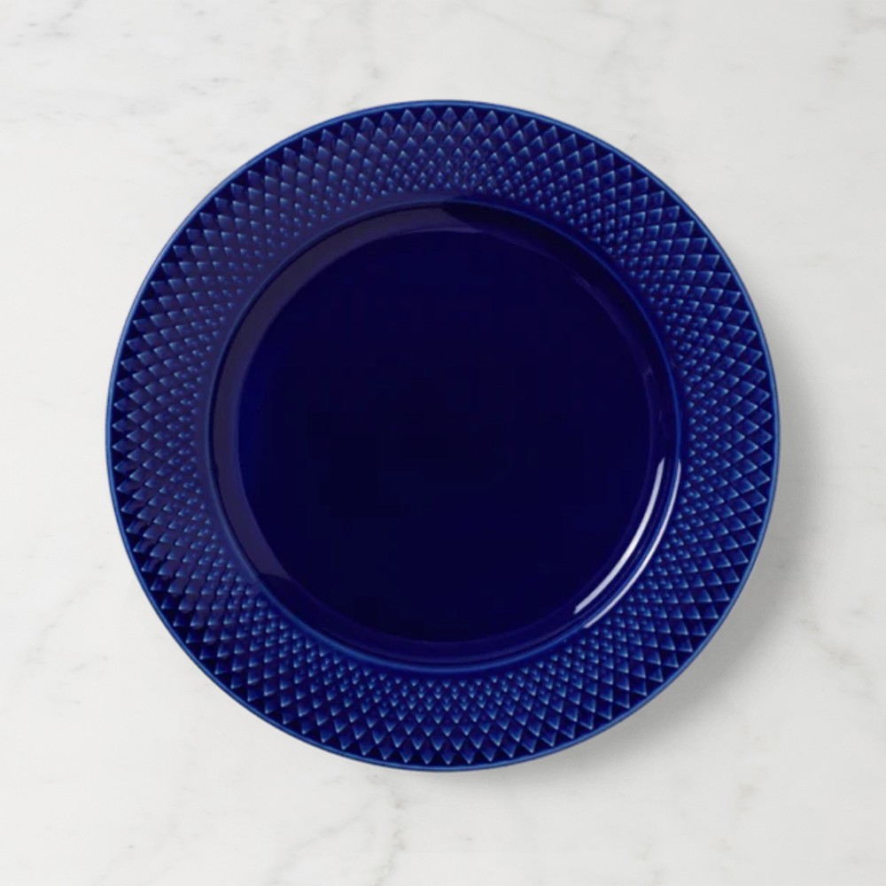 Lyngby Porcelain Rhombe Lunch Plates, Set of 4, Dark Blue
