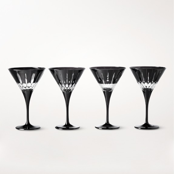 Wilshire Jewel Cut Black Mixed Martini Glasses, Set of 4