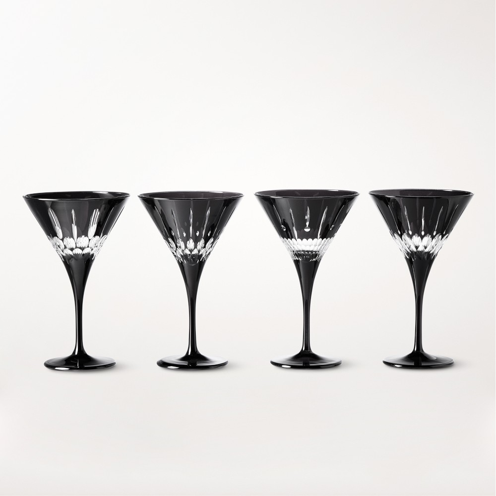 Wilshire Jewel Black Cut Mixed Martini Glasses, Set of 4