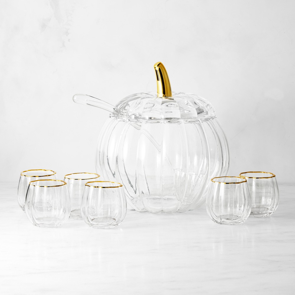 Pumpkin Punch Bowl and 6 Punch Cups