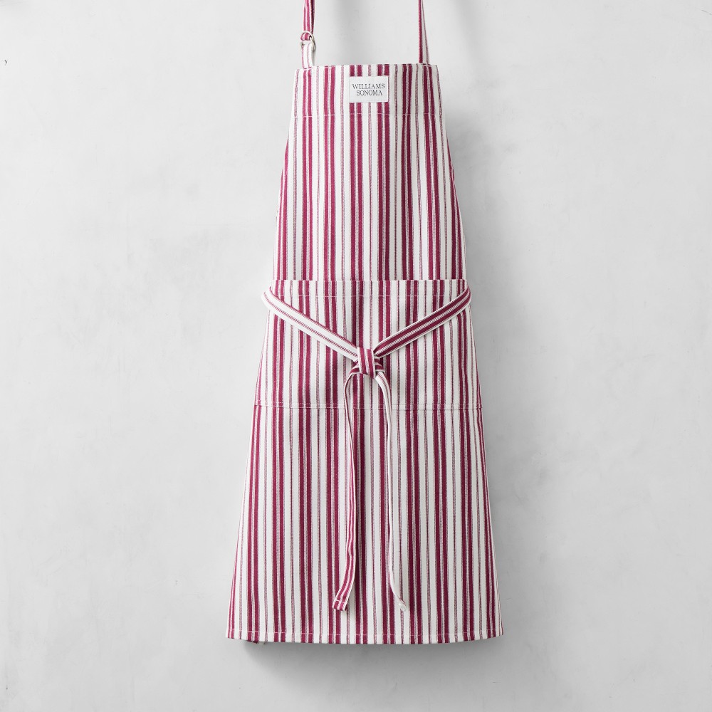 Williams Sonoma Classic Stripe Apron - Pomegranate, Logo