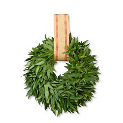15" Bay Leaf Wreath with Burlap Ribbon, Dec 16 - Dec 24 (Order by Dec 17)