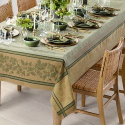 Jacquard Foliage Tablecloth, 70" X 108", Sage