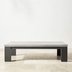 Larnaca Outdoor Slate Grey Metal Fiberstone Coffee Table (60&quot;)