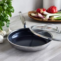 GreenPan&#8482; Premiere Max Stainless-Steel Ceramic Nonstick Covered Fry Pan