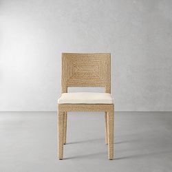 Point Reyes Side Chair Cushion, Sunbrella Performance Canvas, Flax