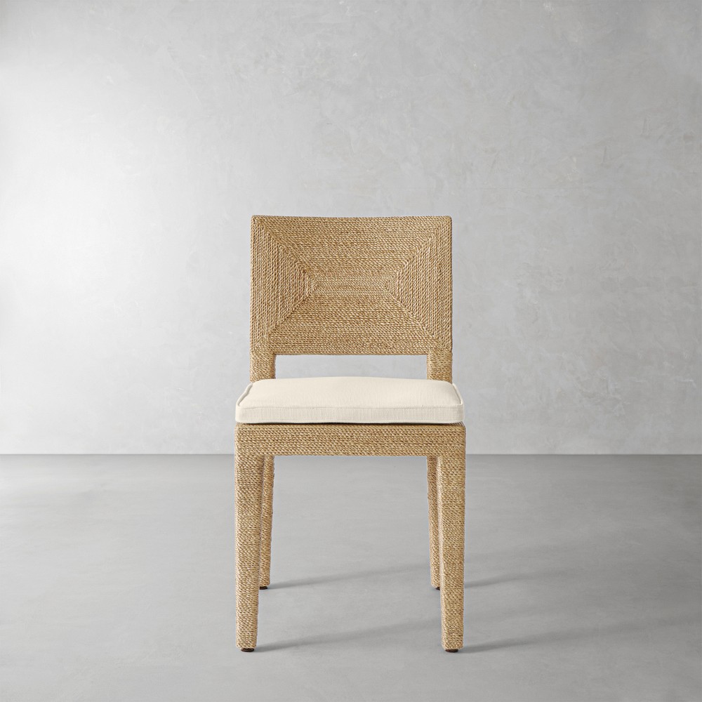 Point Reyes Side Chair Cushion, Sunbrella Performance Canvas, Flax