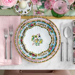 Famille Rose Scalloped Appetizer Plates, Set of 4