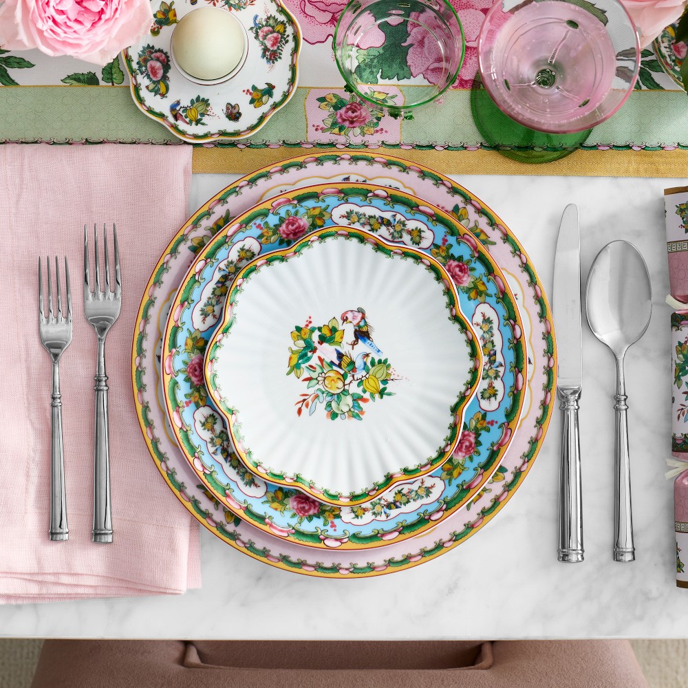 Famille Rose Scalloped Appetizer Plates, Set of 4