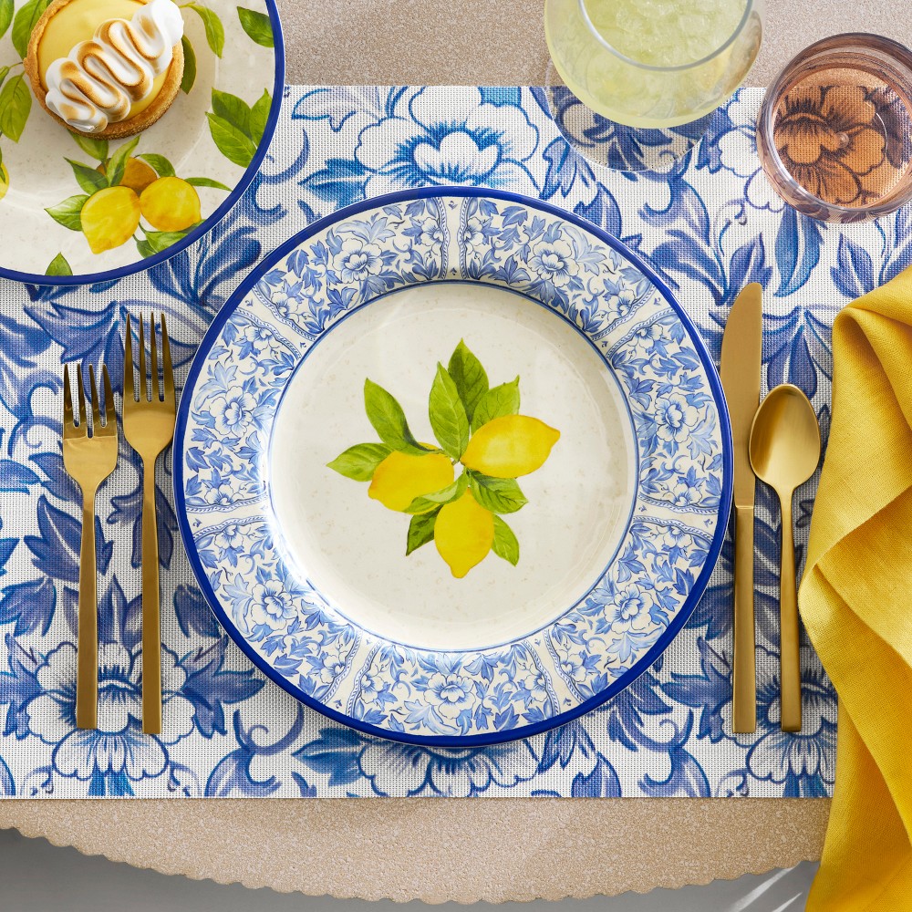 Lemon Outdoor Melamine Dinner Plates, Set of 4