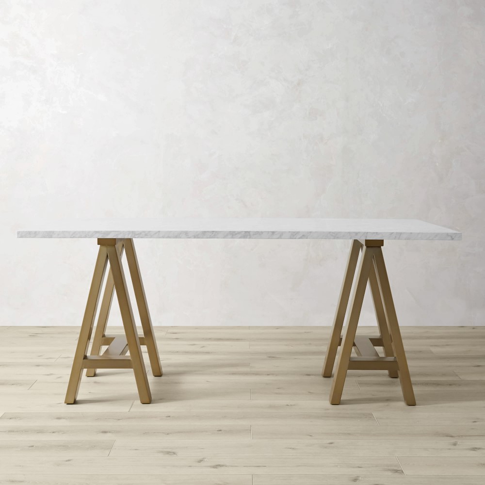 Mason Marble Desk, Large, Antique Brass