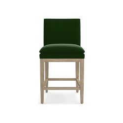 OPEN BOX: Laguna Dining Counter Stool, Signature Velvet, Emerald, Heritage Grey Leg