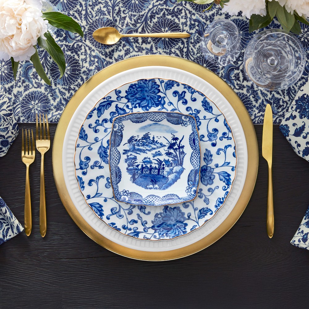 Marlo Thomas x Williams Sonoma Blue Scenic Appetizer Plates, Set of 4