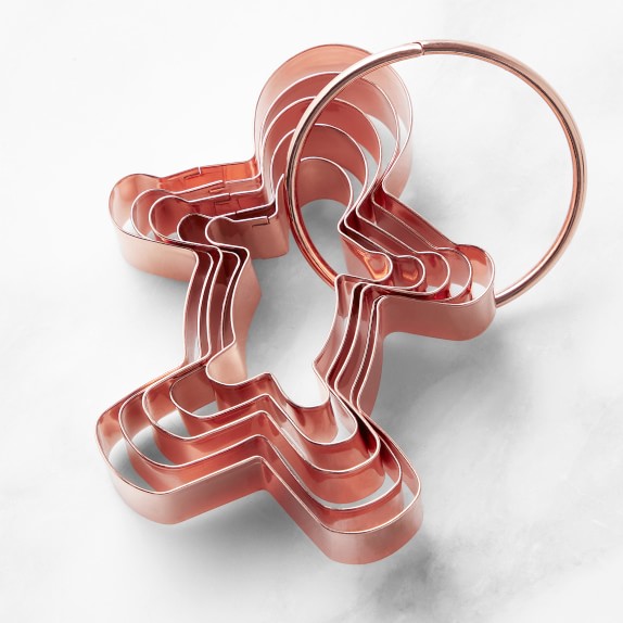 Williams Sonoma Copper Gingerbread Man Cookie Cutters on Ring, Set of 5