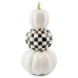 Mackenzie Childs Courtly Check Stacked Illuminated Pumpkins