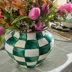 Mackenzie Childs Emerald Check Vase