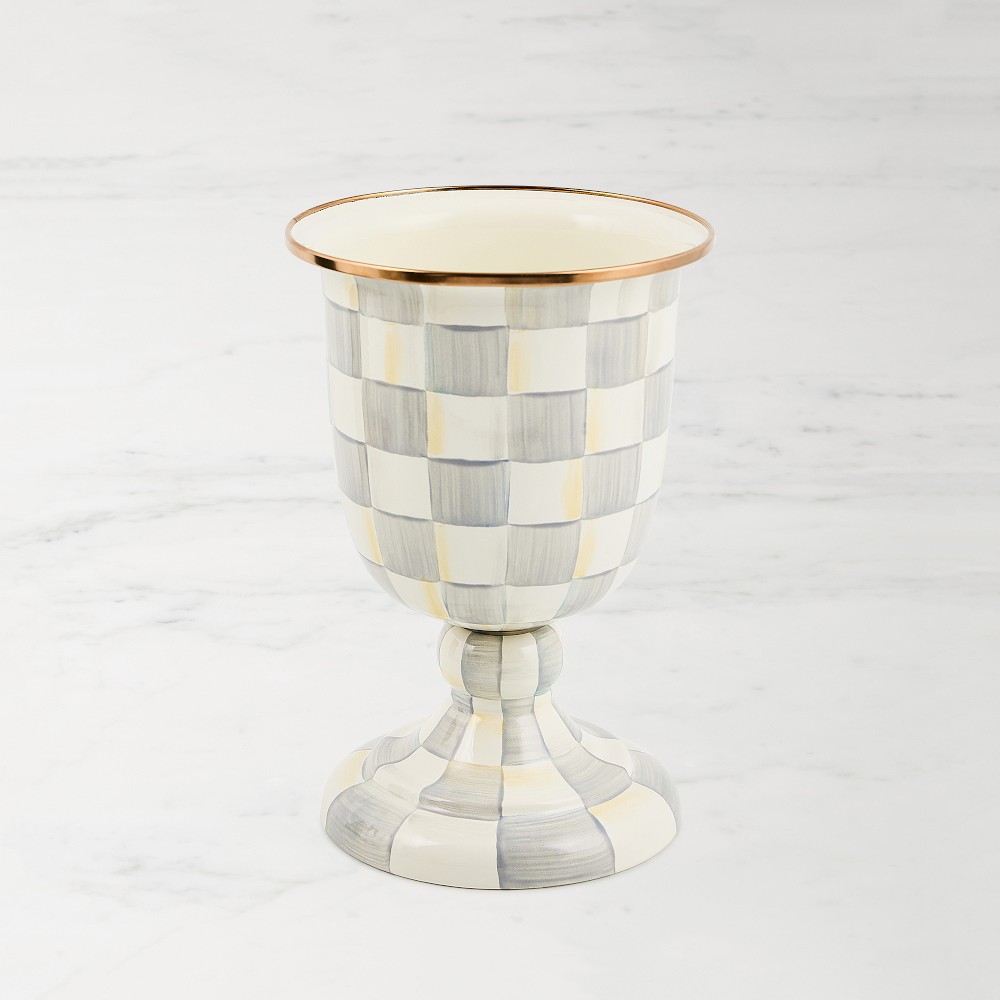 Mackenzie Childs Sterling Check Pedestal Vase