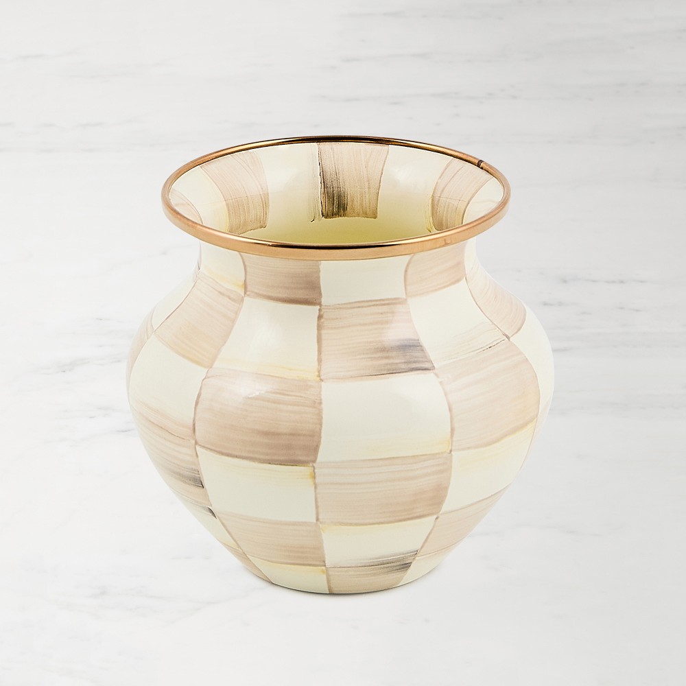 Mackenzie Childs Mocha Check Vase