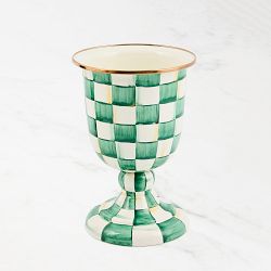 Mackenzie Childs Emerald Check Pedestal Vase