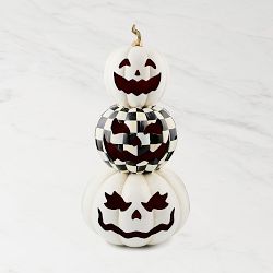 Mackenzie Childs Courtly Check Stacked Illuminated Pumpkins
