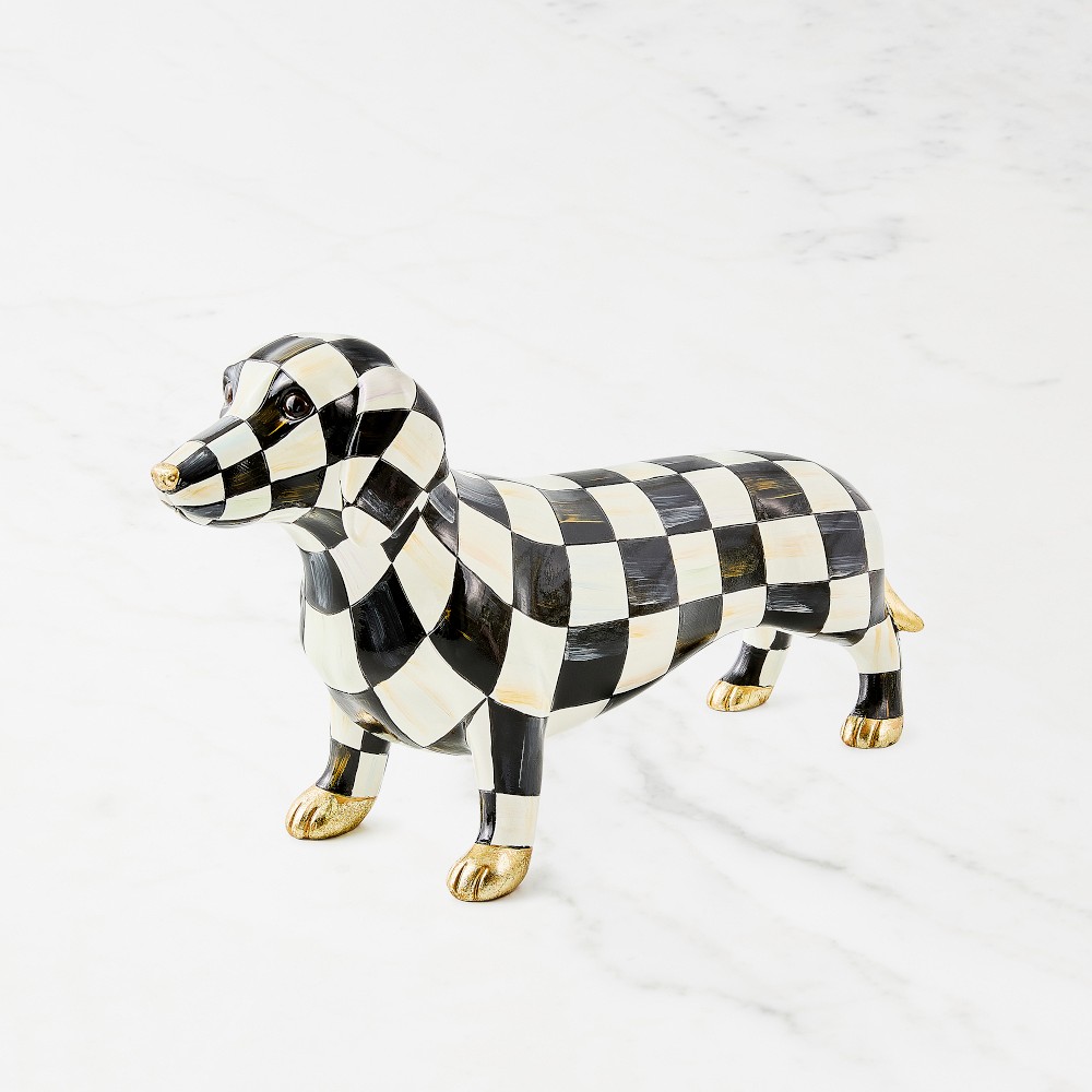 Mackenzie Childs Courtly Check Dachshund Figurine