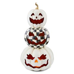 Mackenzie Childs Courtly Check Stacked Illuminated Pumpkins